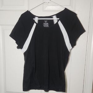 Danskin Fitted Black and White Short Sleeve Tee